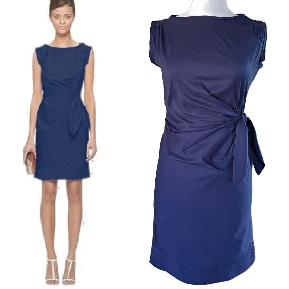 DIANE von FURSTENBERG Della Side Tie Sheath Dress Size 6 in Navy Blue